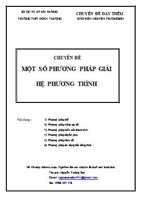 Chuyên đề Một số phương pháp giải hệ phương trình